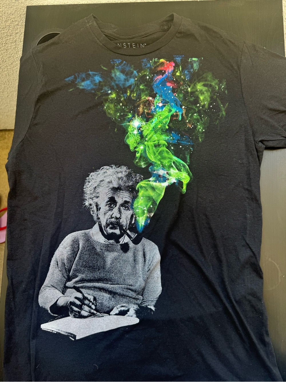 Einstein Graphic Short Sleeve Tee - Black with Multicolor Smoke Print